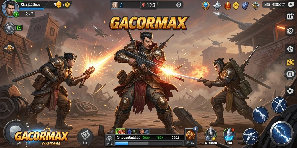 Tangkapan layar GACORMAX menampilkan strategi pertempuran yang intens.