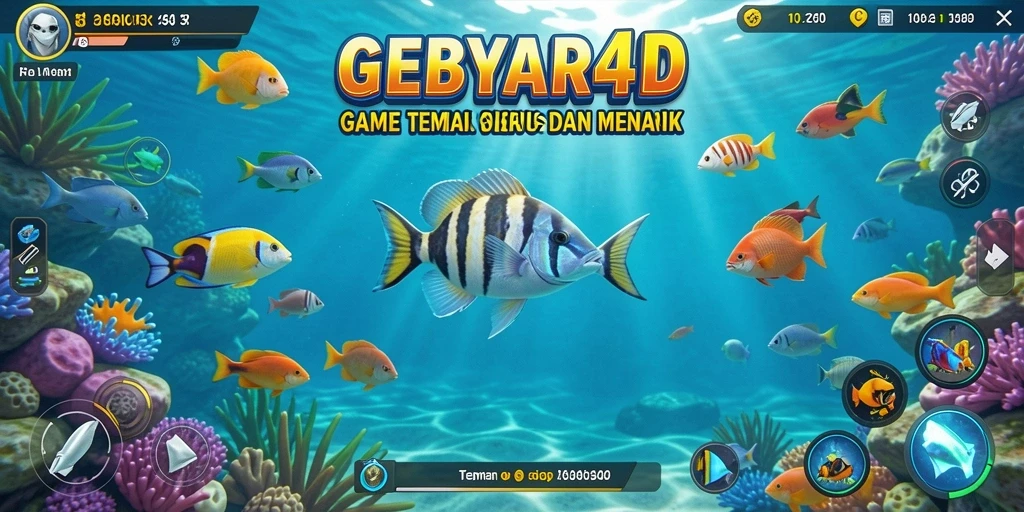 Tampilan menarik dari gameplay GEBYAR4D saat menembak ikan.