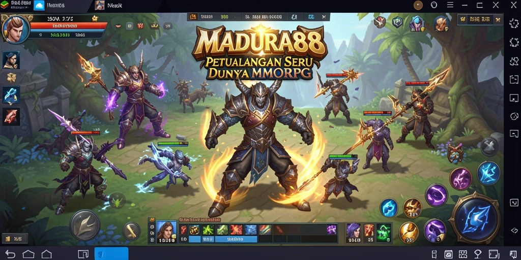 Screenshot utama MADURA88 menampilkan pertarungan epik dalam dunia MMORPG.