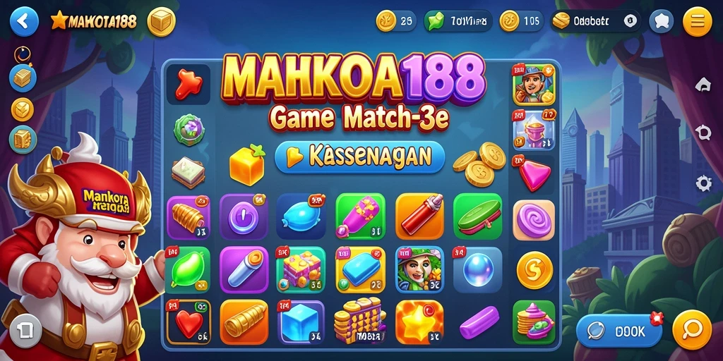 Screenshot gameplay MAHKOTA188 menunjukkan keseruan mencocokkan permata.