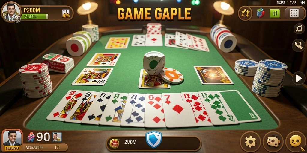 Tampilan gameplay seru P200M dengan suasana Gaple yang kental.
