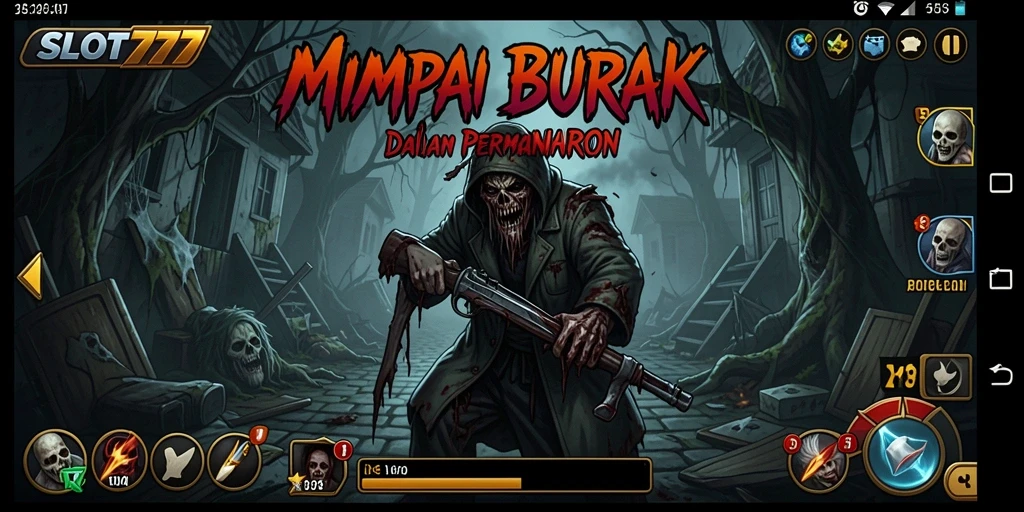 Tampilan gameplay SLOT777 yang menegangkan dan penuh horor.