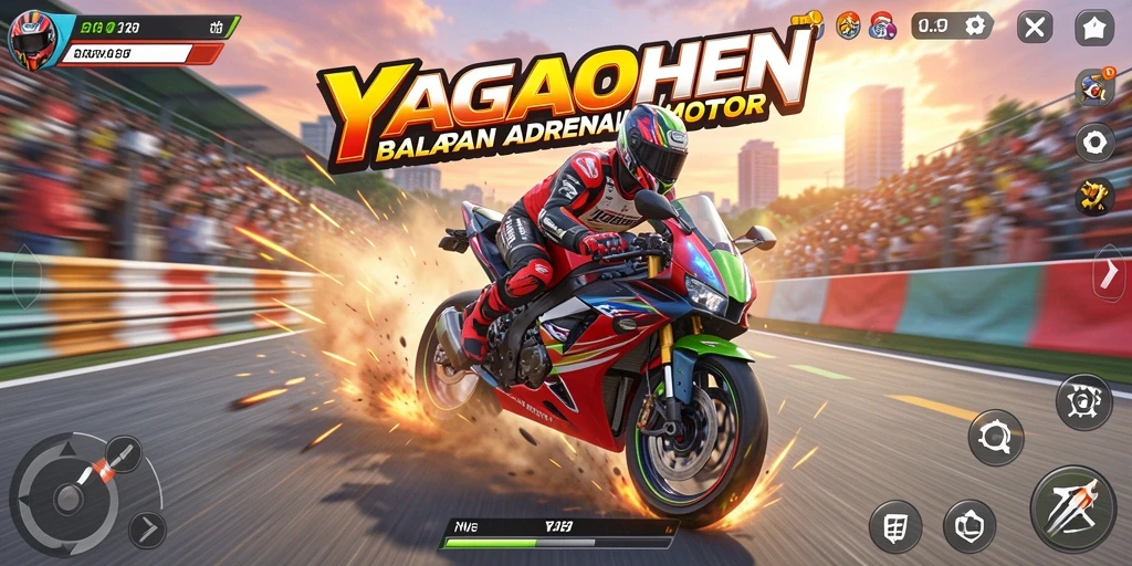 Gameplay seru YAGAOHEN dengan balapan motor yang mendebarkan.